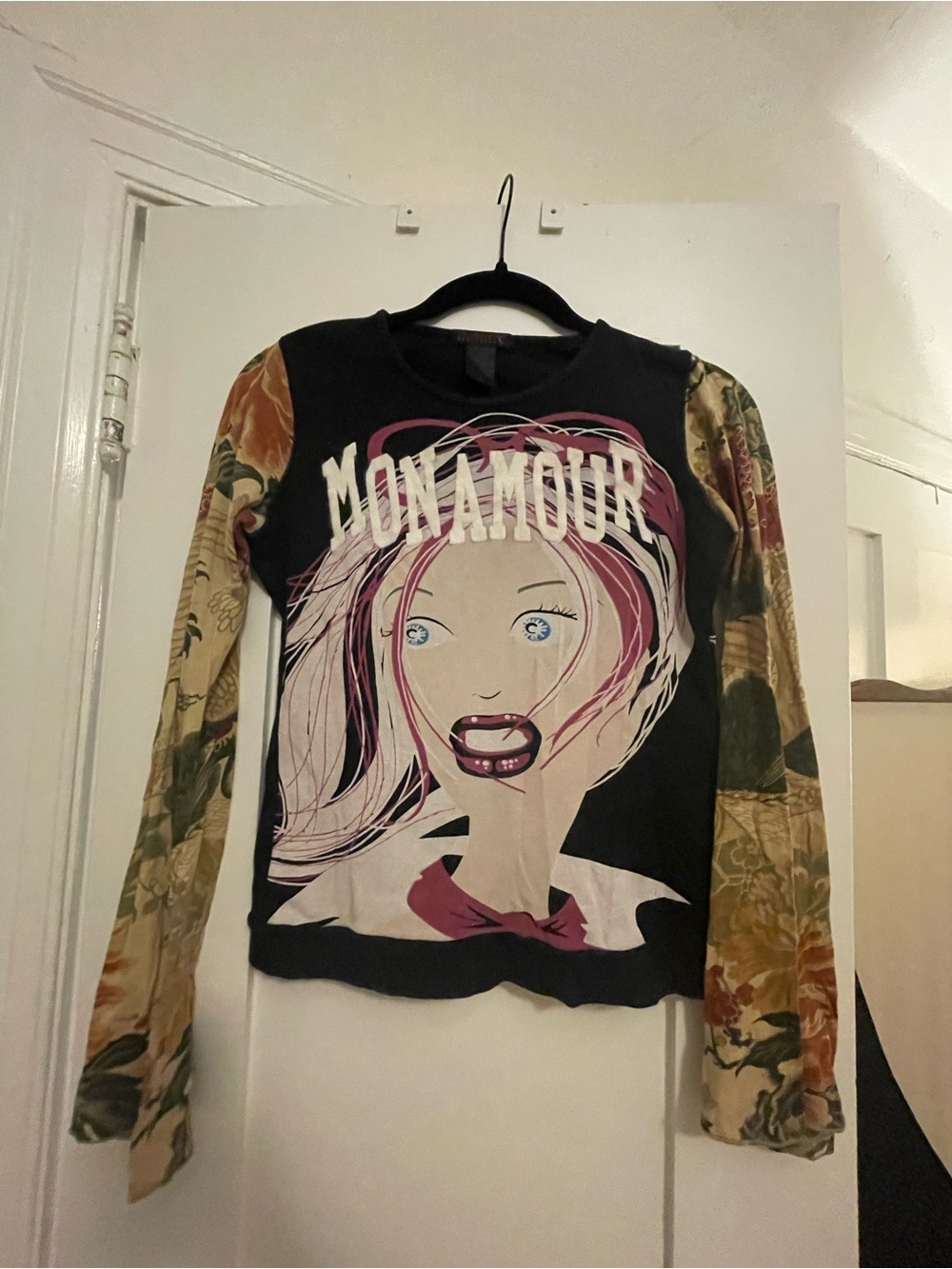 Custo Barcelona Black Top with Pink and Cream Lady